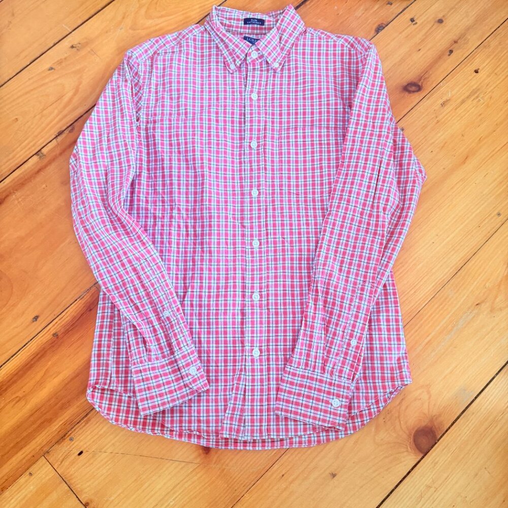 J. Crew Red and White Checkered Shirt